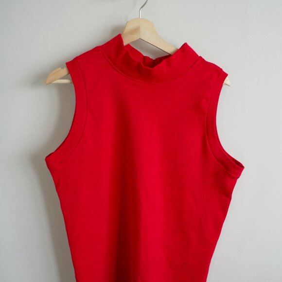Red Turtleneck Tank Top | Sleeveless Red Summer Top - Picture 2 of 8